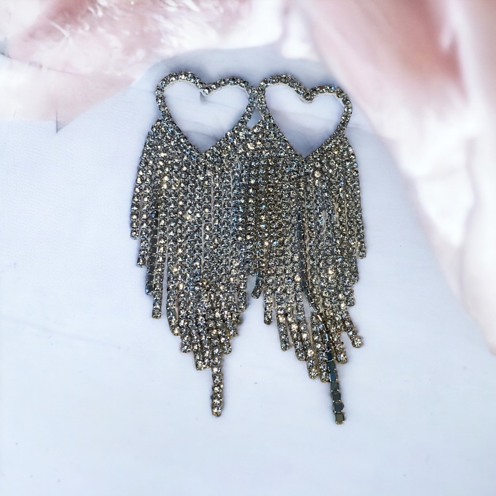Rhinestone dangle earrings.